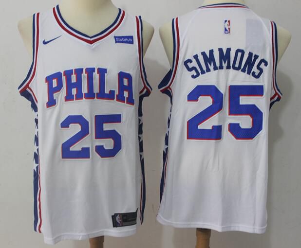 2017 NBA Men Philadelphia 76ers #25 Simmons white Nike Jersey